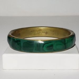 Vintage brass and malachite inlay bracelet